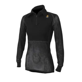 Aclima WoolNet Polo With Zip Woman Jet Black | Buy Aclima WoolNet Polo With Zip Woman Jet Black here | Outnorth
