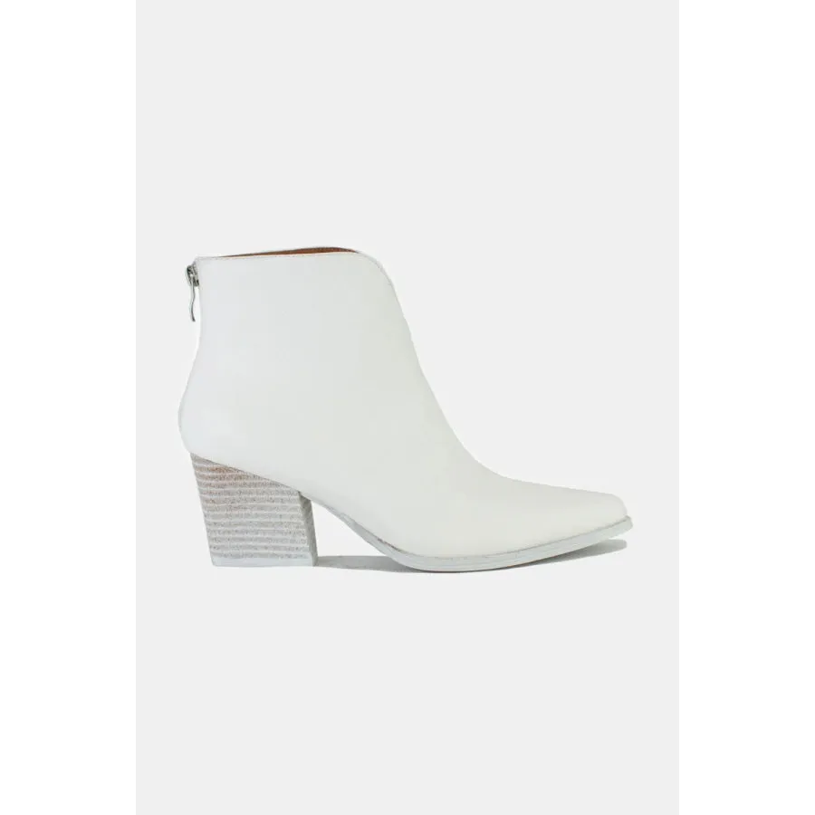 Beast Fashion PU Leather Block Heel Boots with Back Zippers