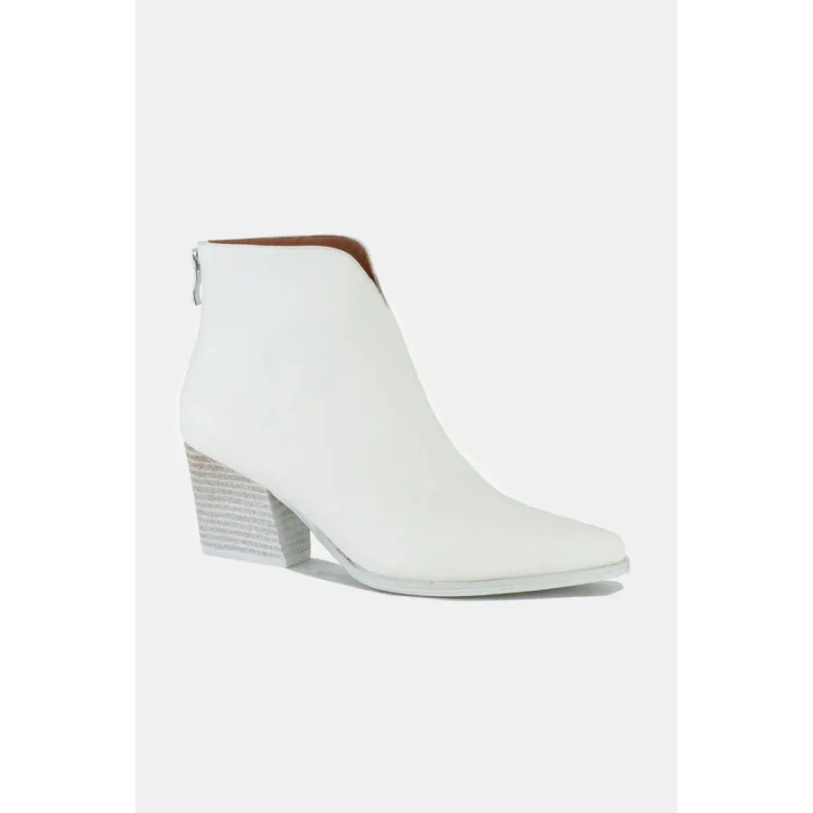Beast Fashion PU Leather Block Heel Boots with Back Zippers