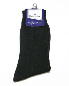Black Men's Cotton Rib Socks - KL-20