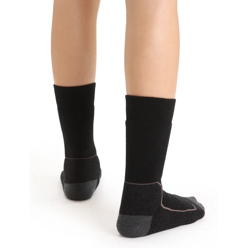 icebreaker Merino Women's Hike  Medium Crew Socks - Black Dawn Snow