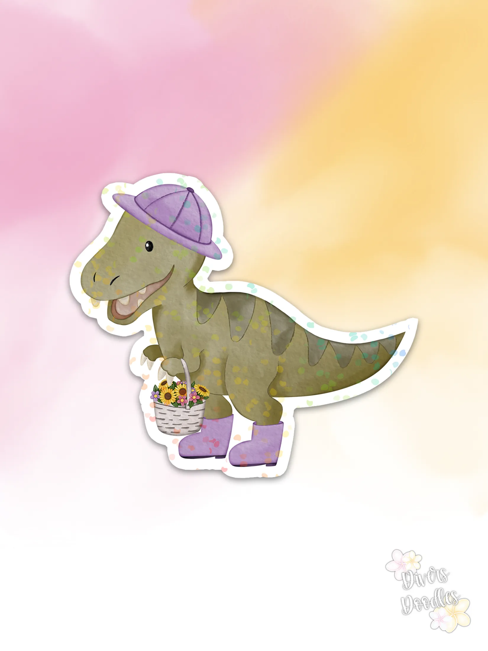 Trex Sticker For Kids, Holographic Dinosaur Stickers for Water Bottle, Dino Easter Basket Stuffers for Teens, Dinosaur Gifts for Adults